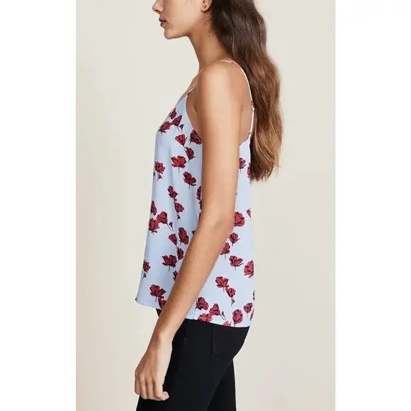 EQUIPMENT Layla Floral Print Silk Cami Tank Womens XS Blue Red Spaghetti Strap - Picture 5 of 16